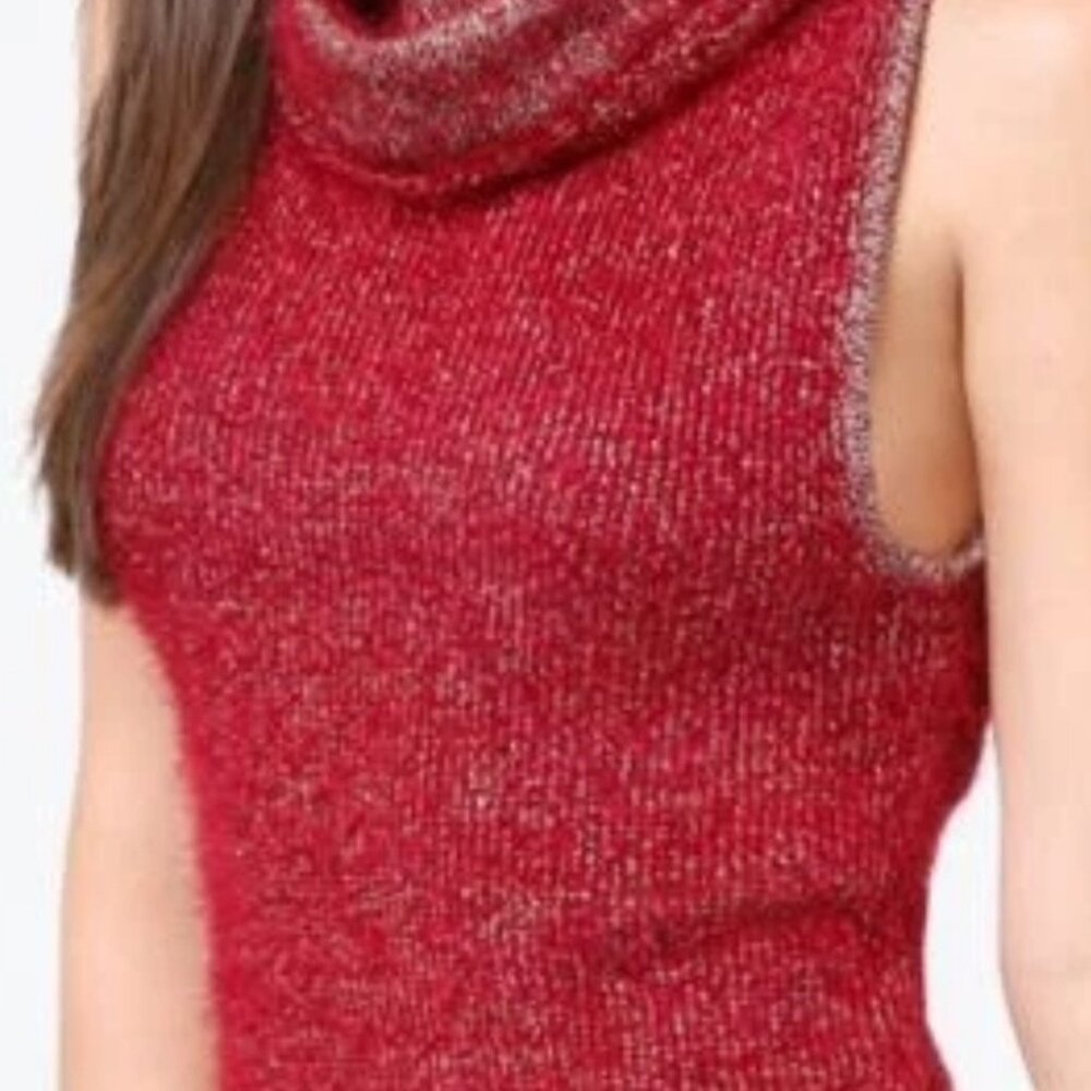 BEBE METALLIC COWL NECK SWEATER SIZE S